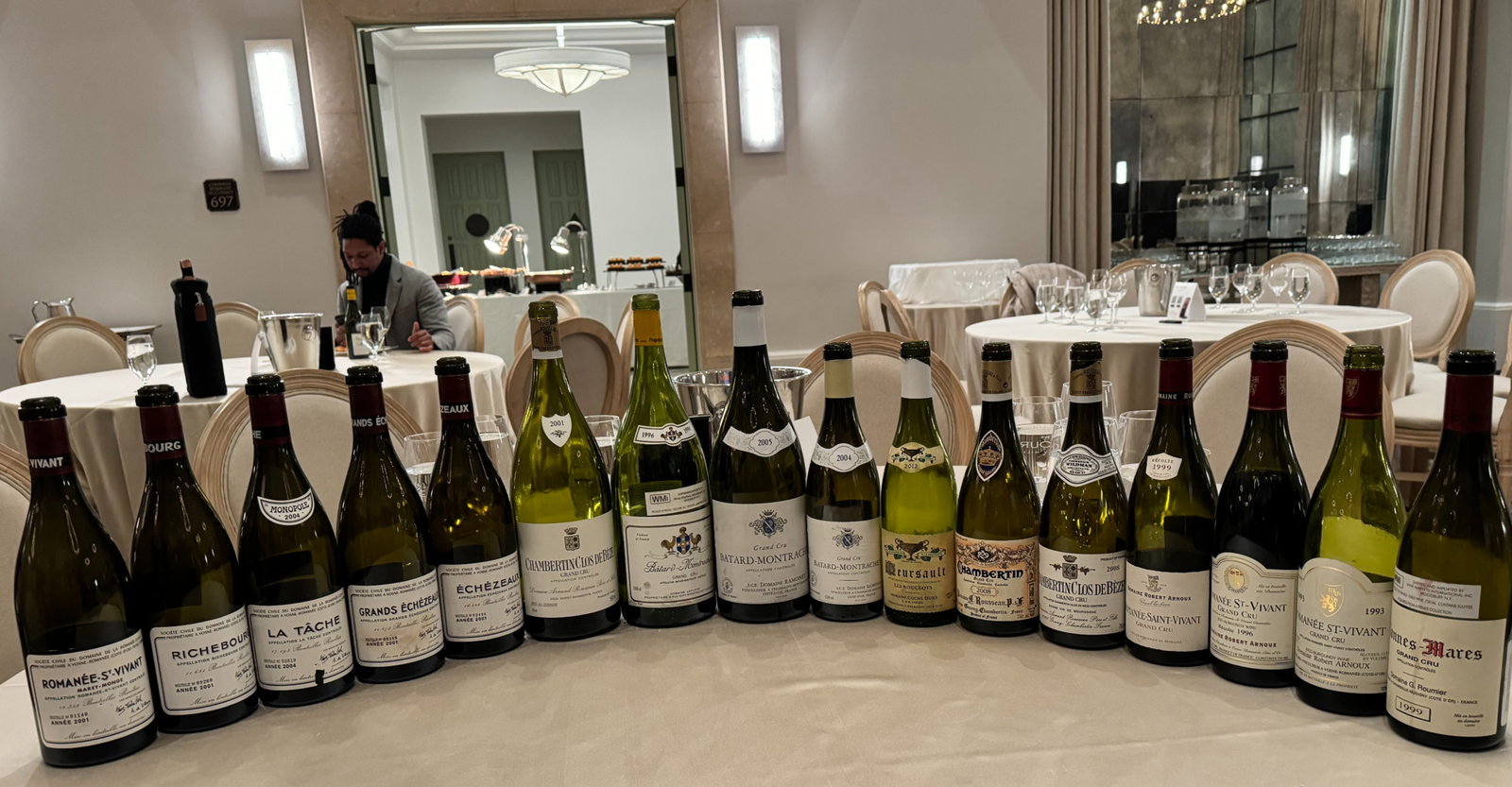 a lineup of rare burgundy bottles