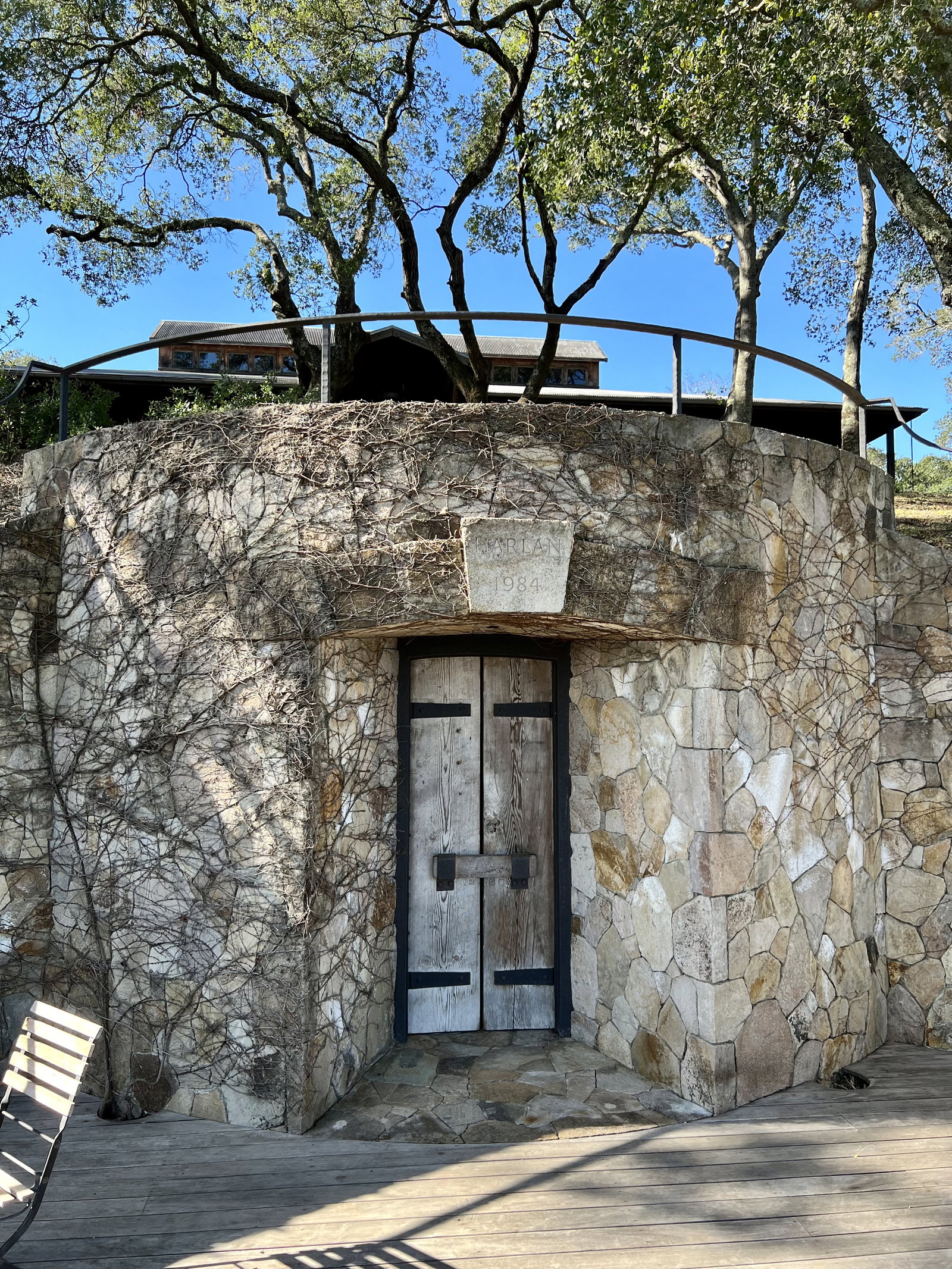 The stone outside of a wine cellar
