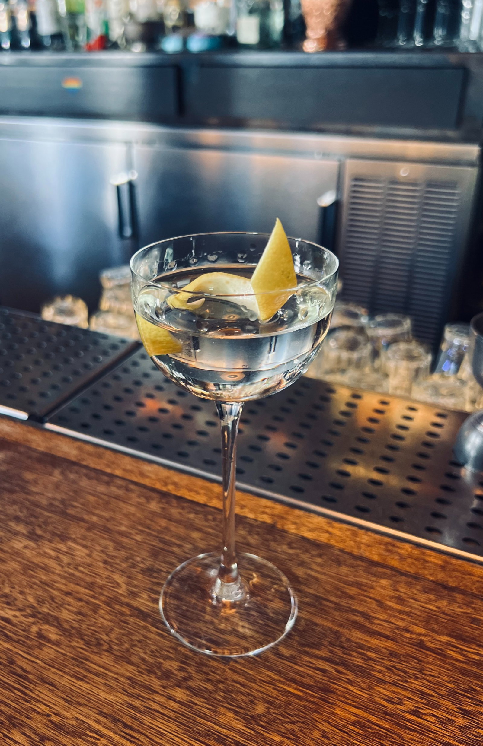 A martini on a bar