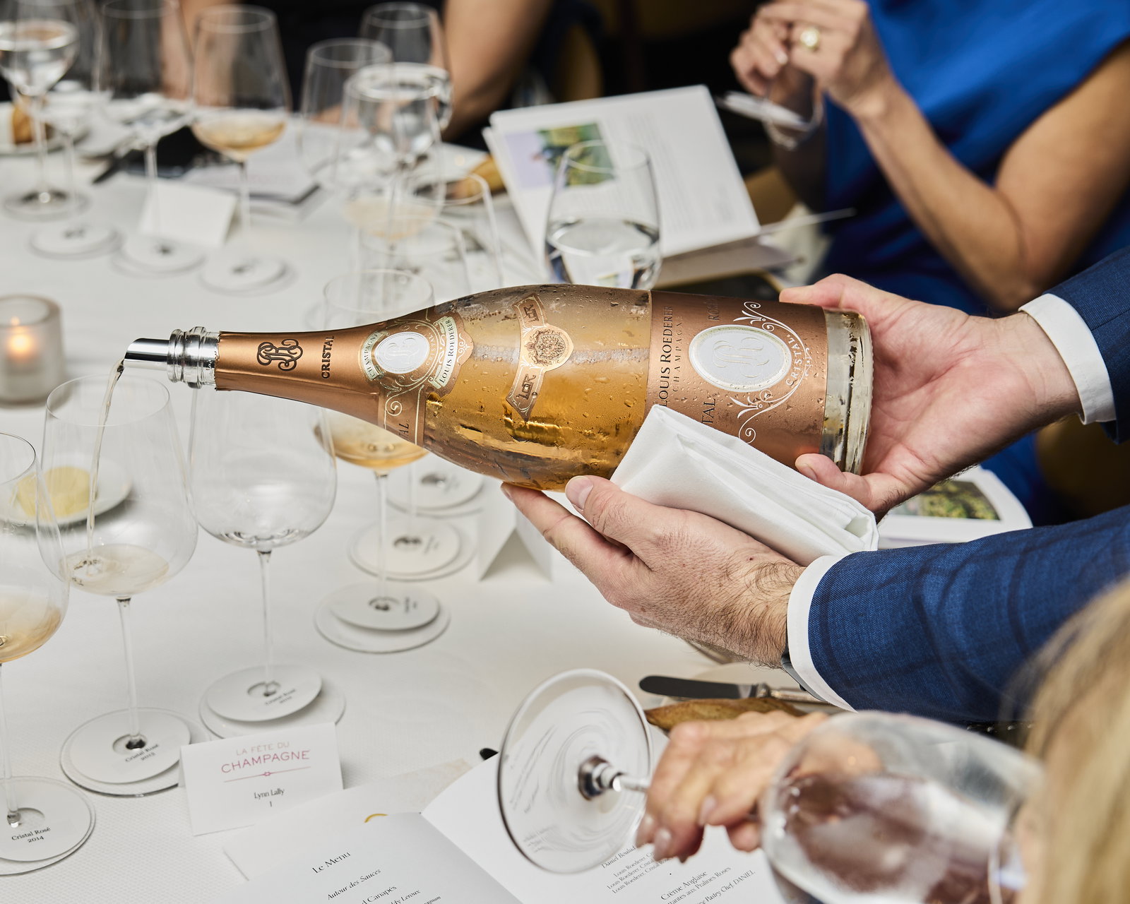 A healthy pour of Louis Roederer Cristal Champagne. Photo courtesy of @jamescfrench