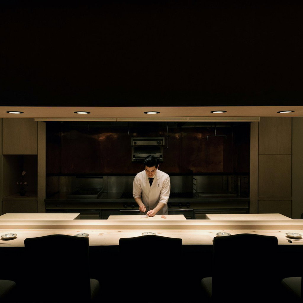 Chef Brandon Go preparing at Hayato