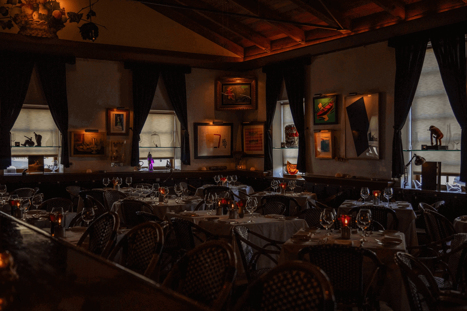 Capo's intimate, dimly lit osteria style dining room.