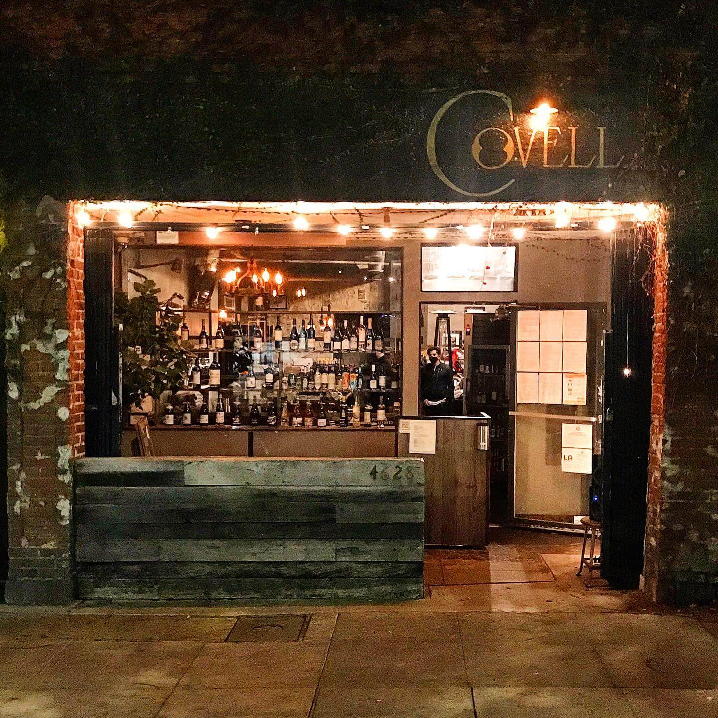 The exterior of Bar Covell at night