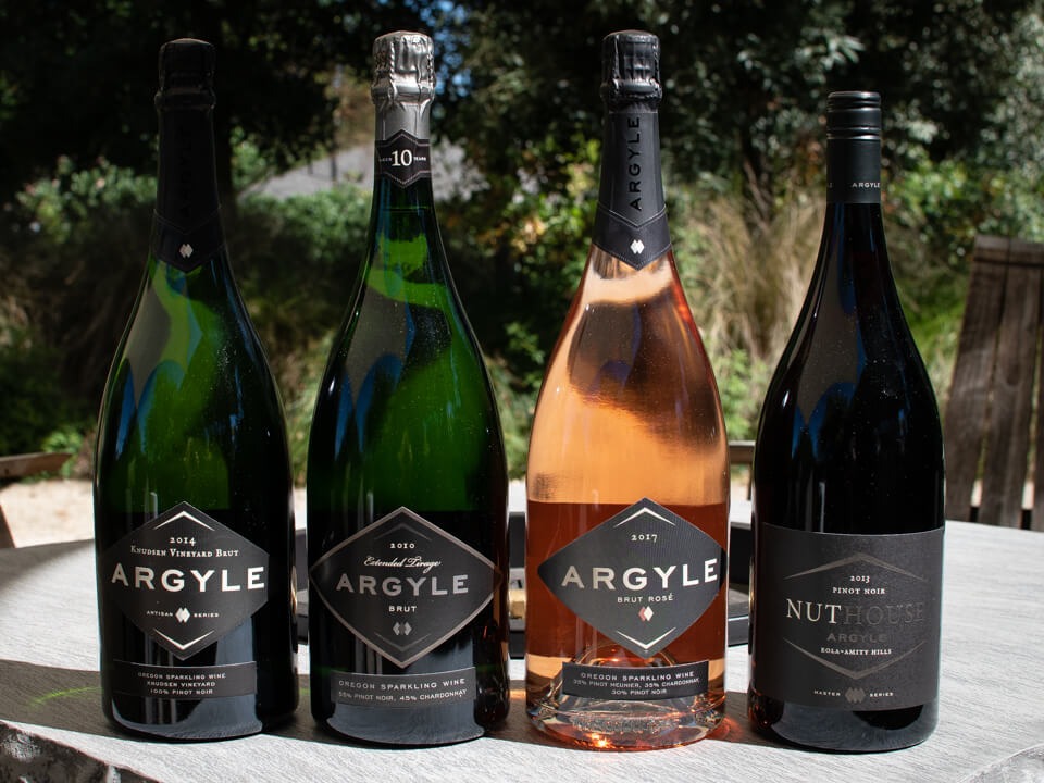 3 of Argyle's Sparkling Wines and their Nuthouse Pinot Noir