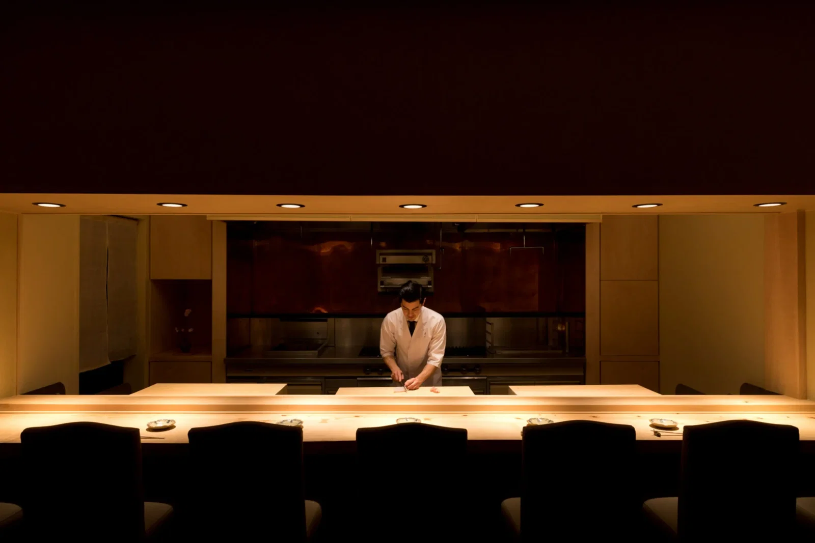 The kitchen and bar at Hayato