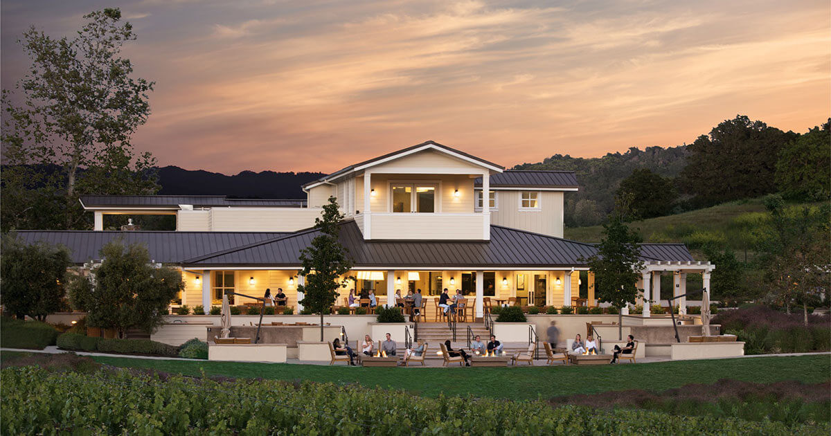 Justin's modern farmhouse tasting room nestled right in the middle of their beautiful vineyards.