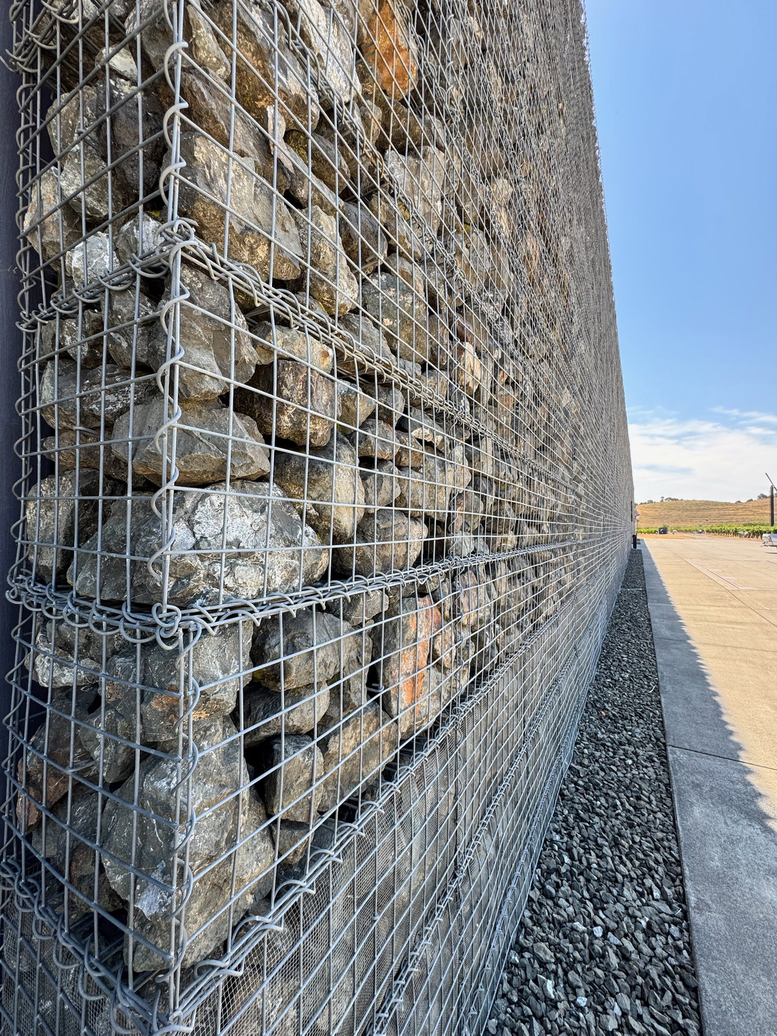 The basalt rock walls at the estate