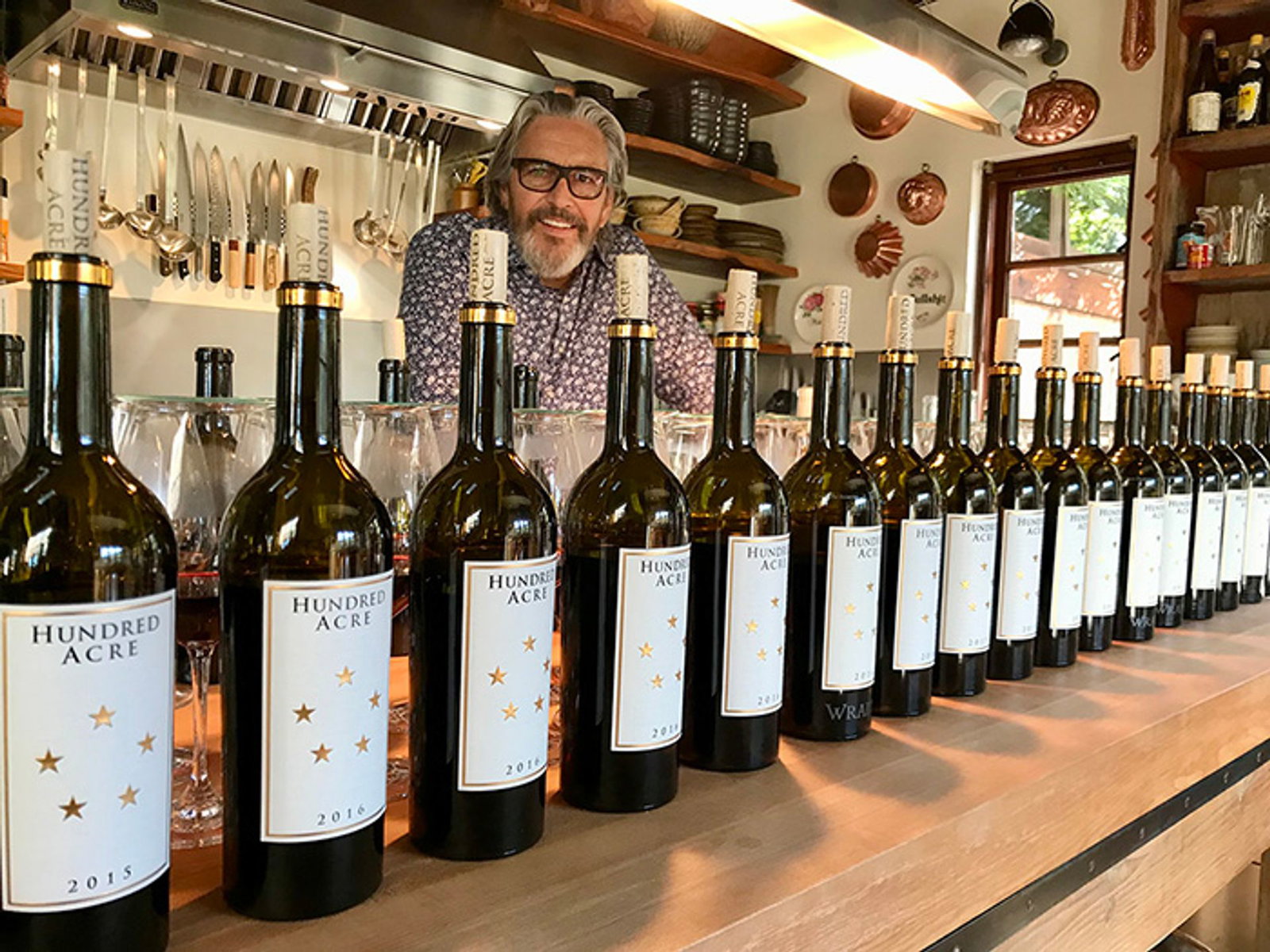 Jayson Woodbridge with a selection of his iconic wines