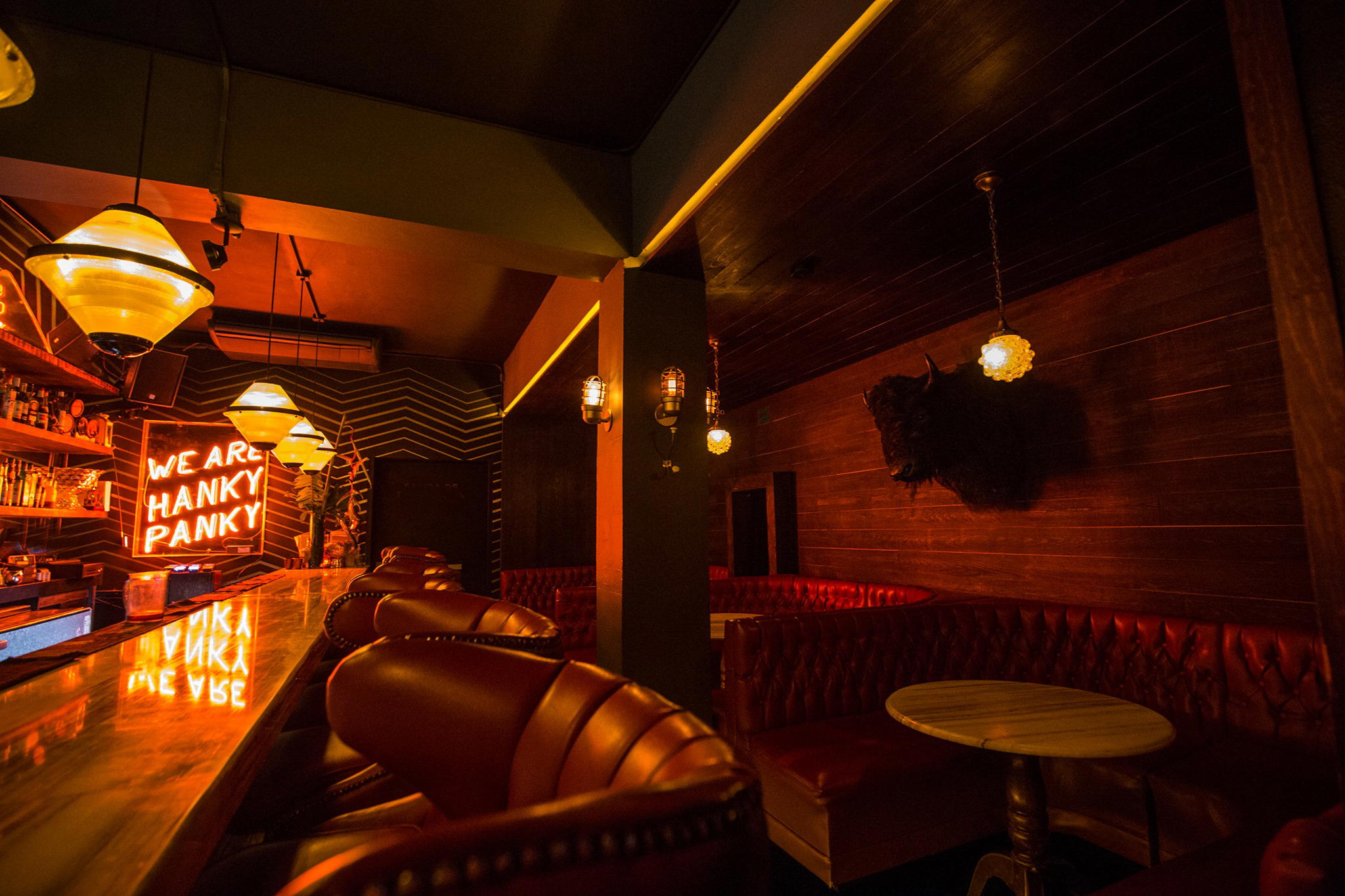 Drinking cocktails at Hanky Panky bar in Mexico City