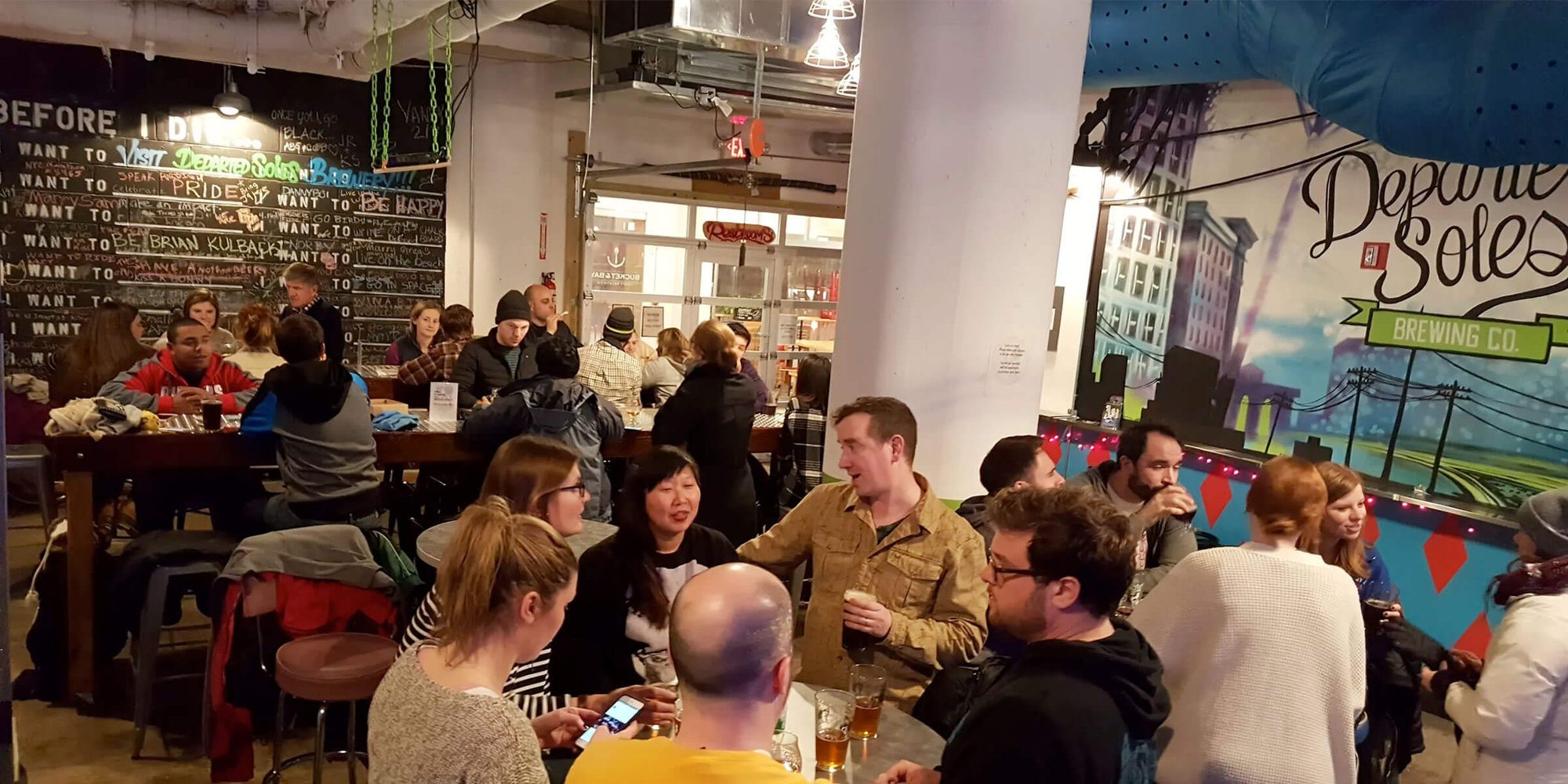 Departed Soles Brewing Company bar in Jersey City, United States