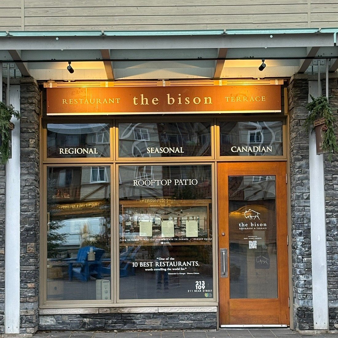 The Bison Restaurant & Terrace bar in Banff, Canada