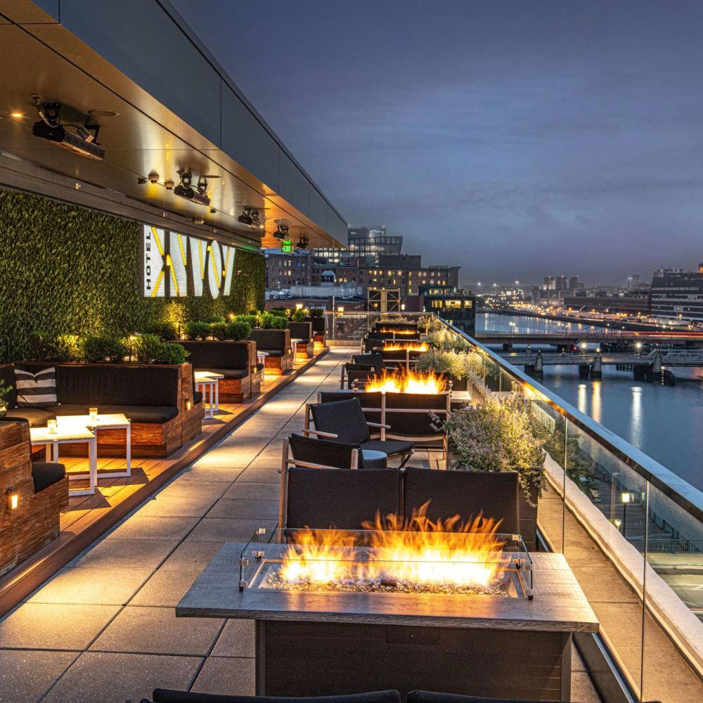 Rooftop at The Envoy bar in Boston, United States