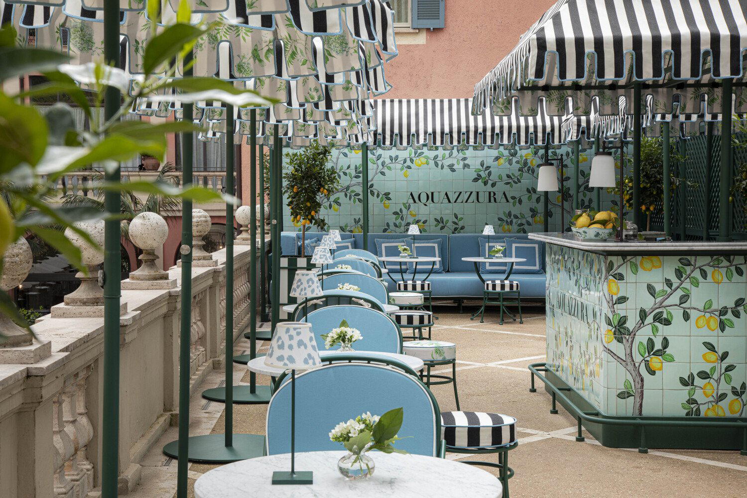 Aquazzura Bar at Hotel de Russie bar in Rome, Italy