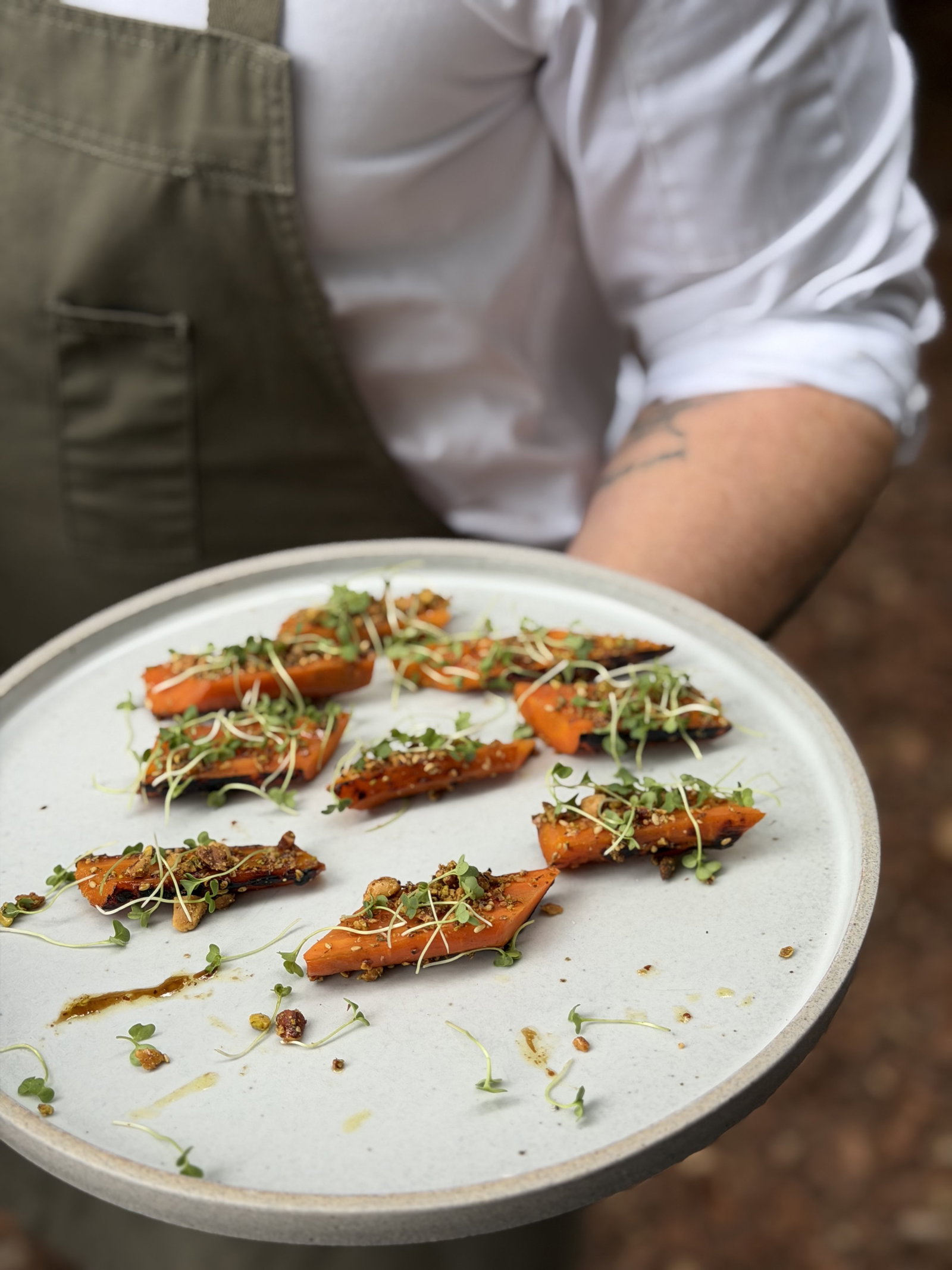 Fire-roasted carrots served during The Mascot Dawn Patrol breakfast