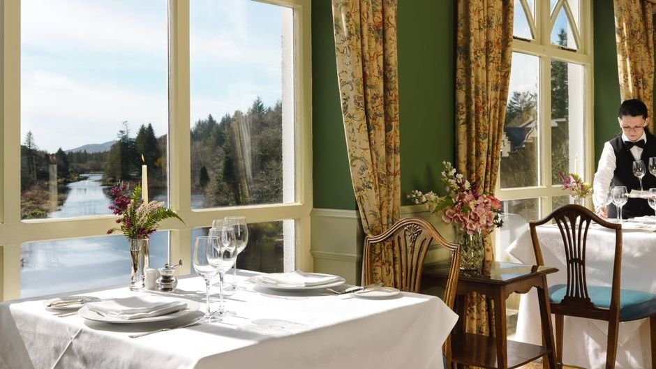 Ballynahinch Castle restaurant in Recess, Ireland
