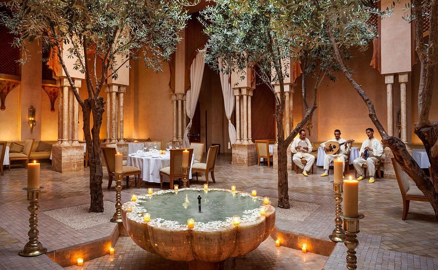 Amanjena restaurant in Marrakesh, Morocco