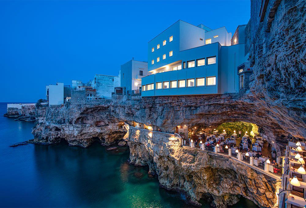 Grotta Palazzese restaurant in Polignano Sur Mare, Italy