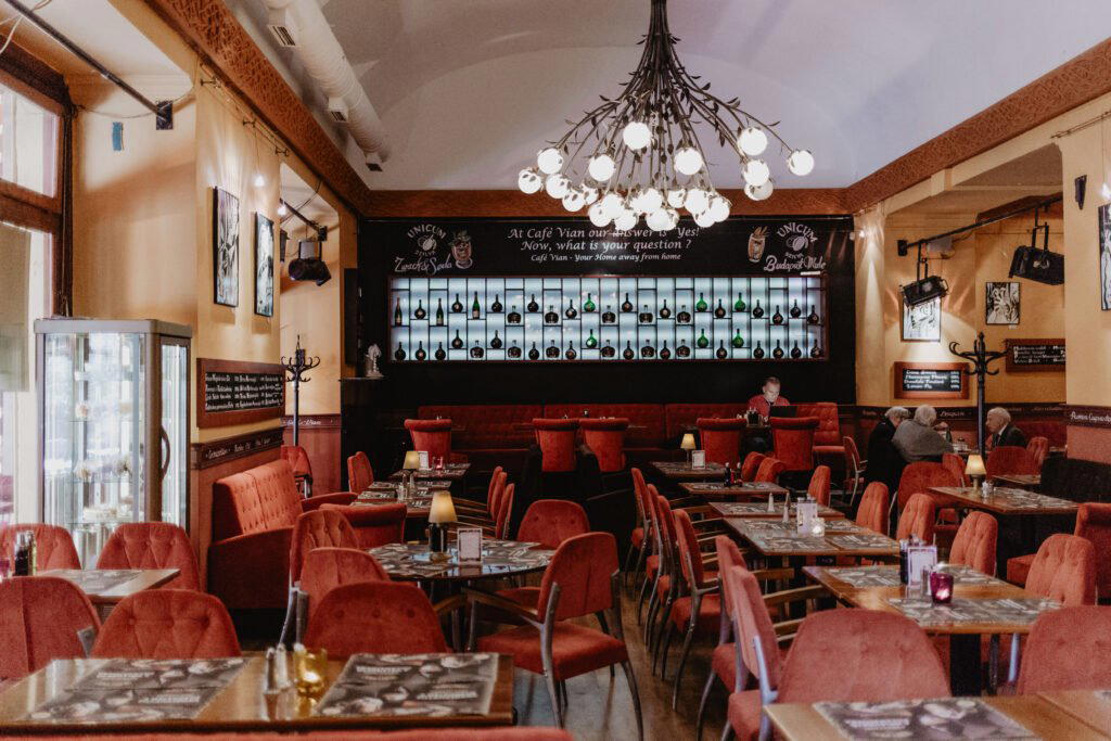 Cafe Vian Gozsdu Udvar restaurant in Budapest, Hungary