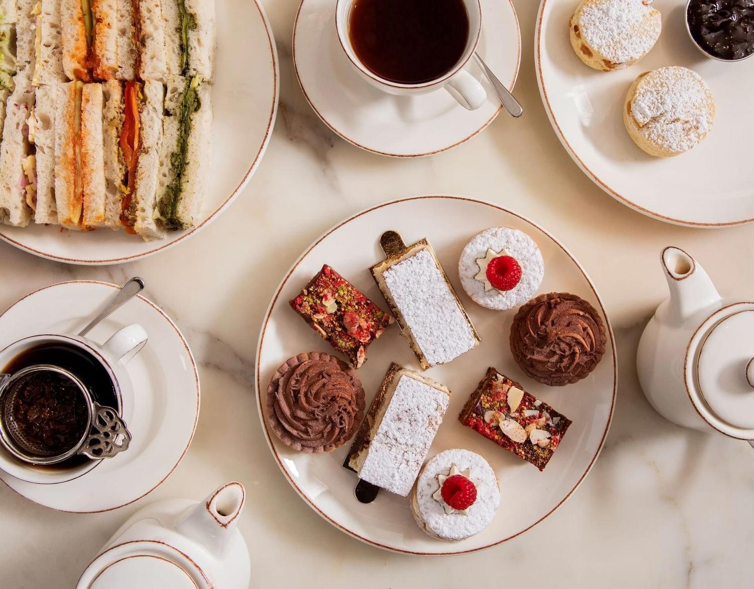 Afternoon tea at The May Fair Hotel, Mayfair restaurant in London, United Kingdom