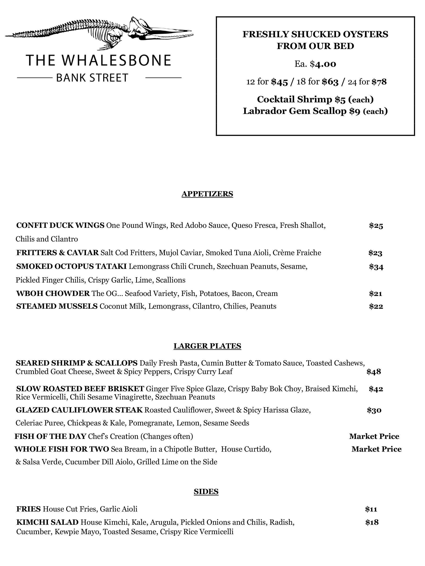 The Whalesbone Bank Street restaurant in Ottawa, Canada