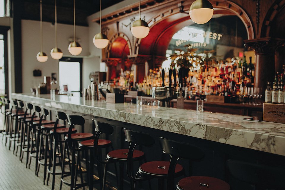 Service Bar at Middle West Spirits Distillery restaurant in Columbus, United States