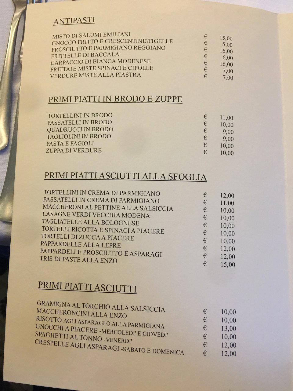 Ristorante da Enzo restaurant in Modena, Italy
