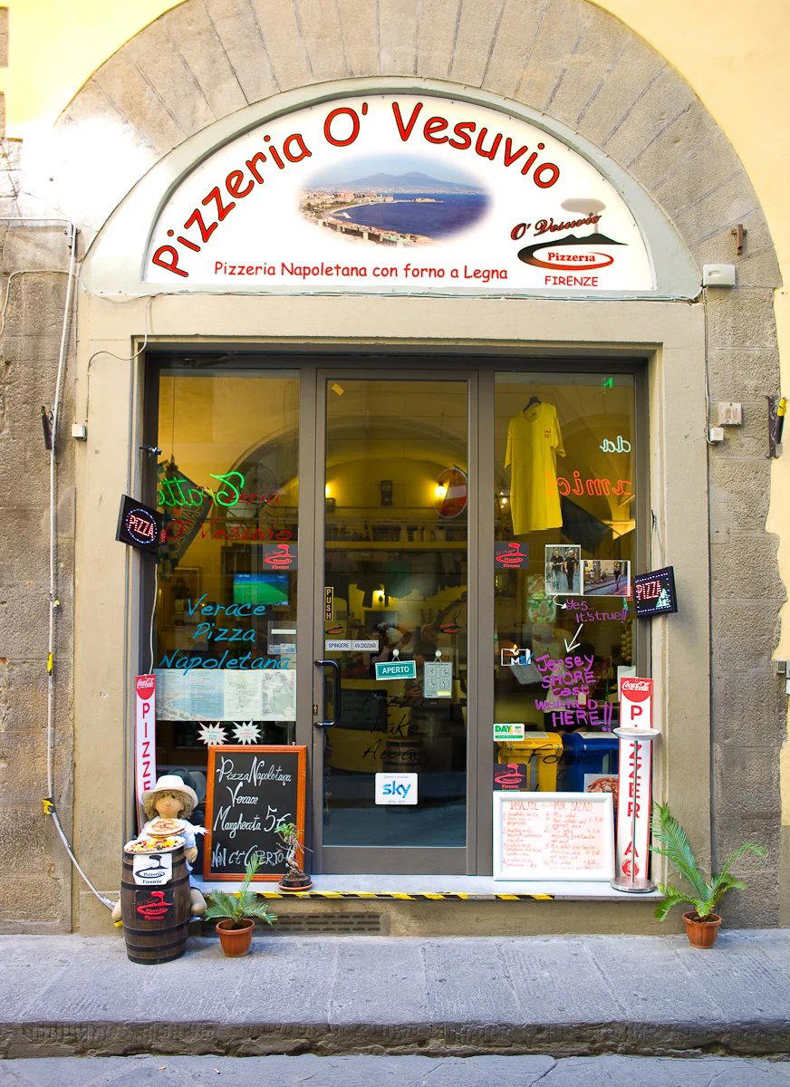 Pizzeria o'Vesuvio restaurant in Florence, Italy