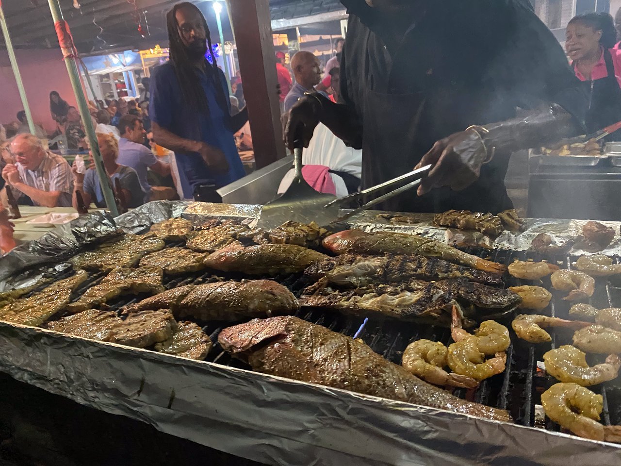 Uncle George’s Fish Net Grill inside Oistins Fish Market restaurant in Barbados, Barbados