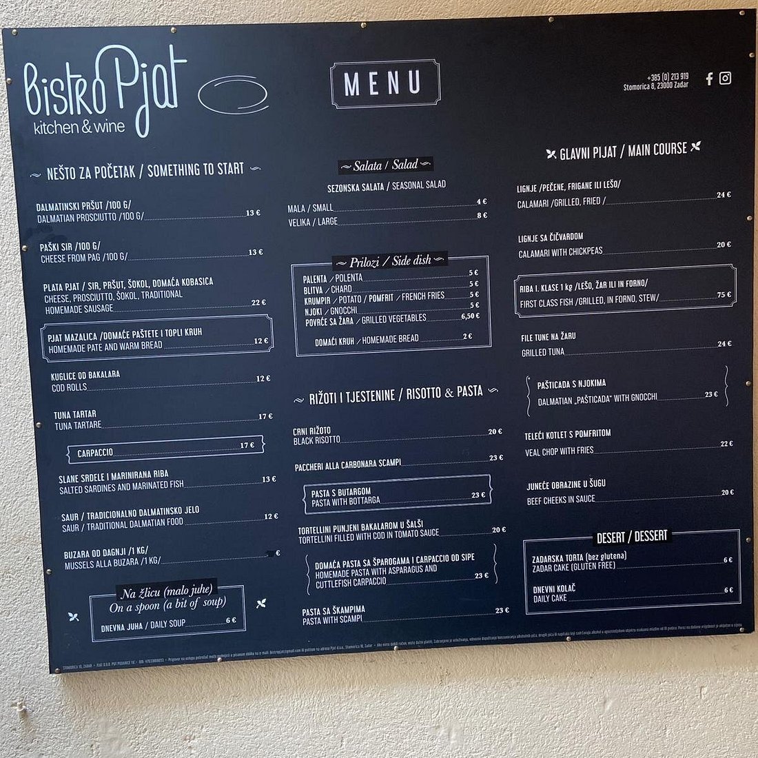Bistro Pjat restaurant in Zadar, Croatia