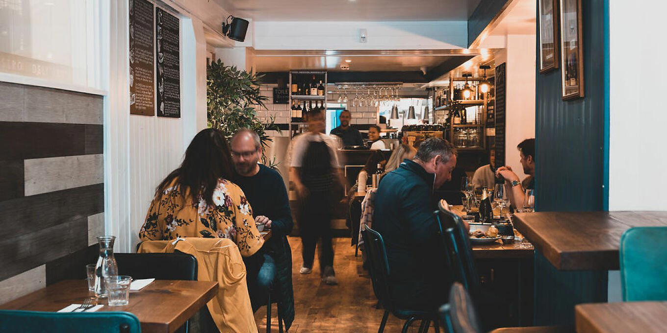 Seats at Robinsons restaurant in Wolverhampton, United Kingdom