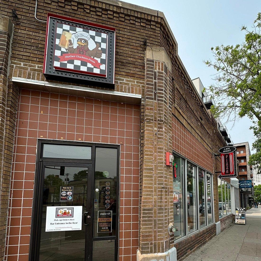 Mother Clucker's Pizza restaurant in Minneapolis, United States
