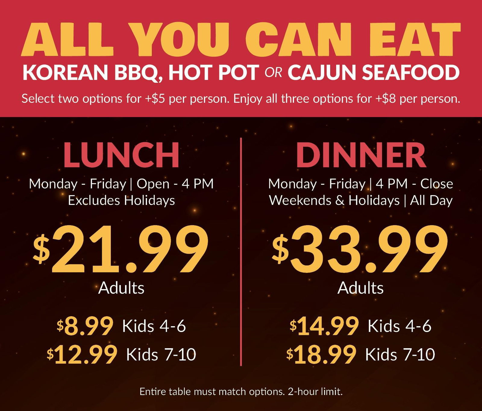 KPOT Korean BBQ, Hot Pot & Cajun Seafood, Bay Shore, United States