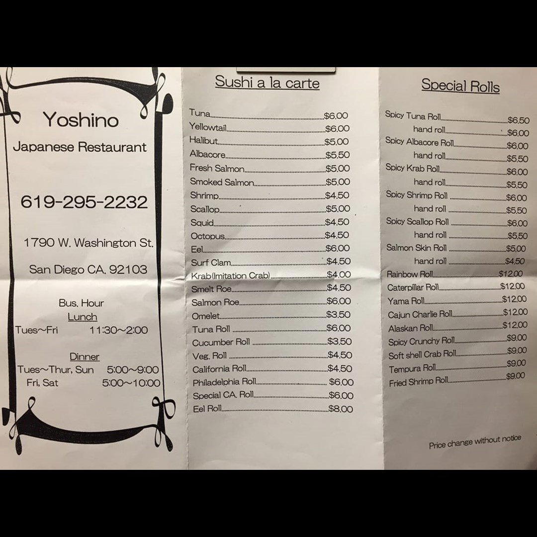 Yoshino's restaurant in San Diego, United States