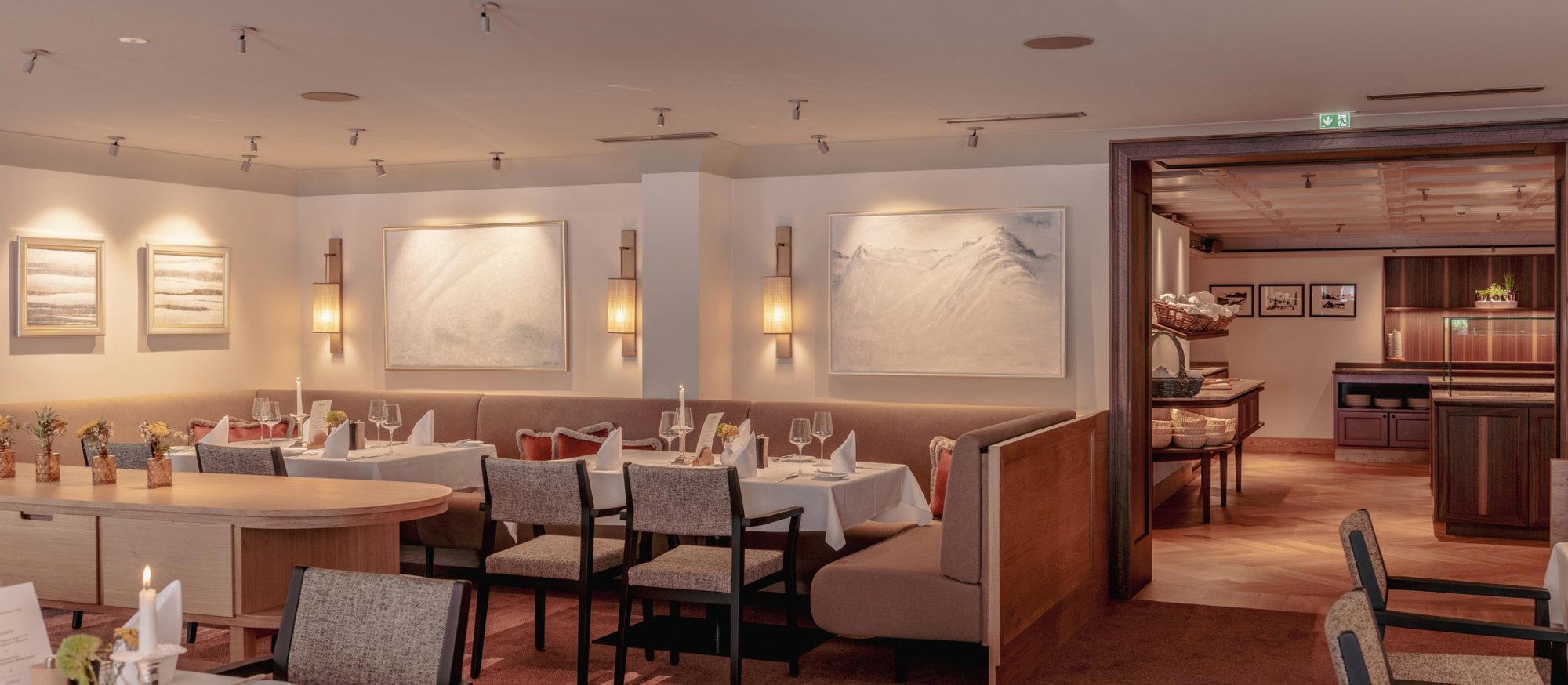 Hotel Sonnenburg restaurant in Lech, Austria
