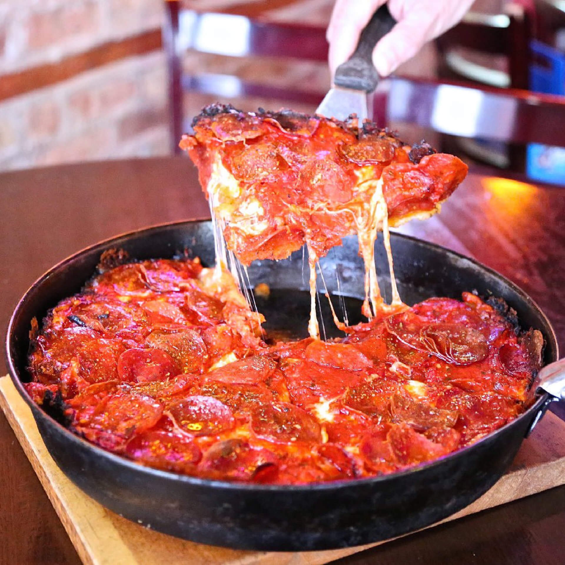 Pequod's Pizza restaurant in Chicago, United States