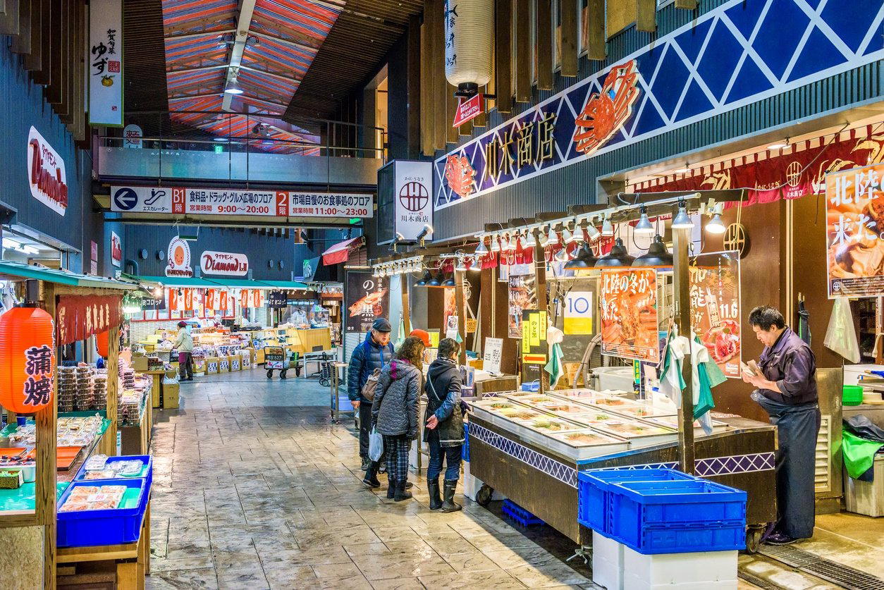 Omicho Market restaurant in Kanazawa, Japan