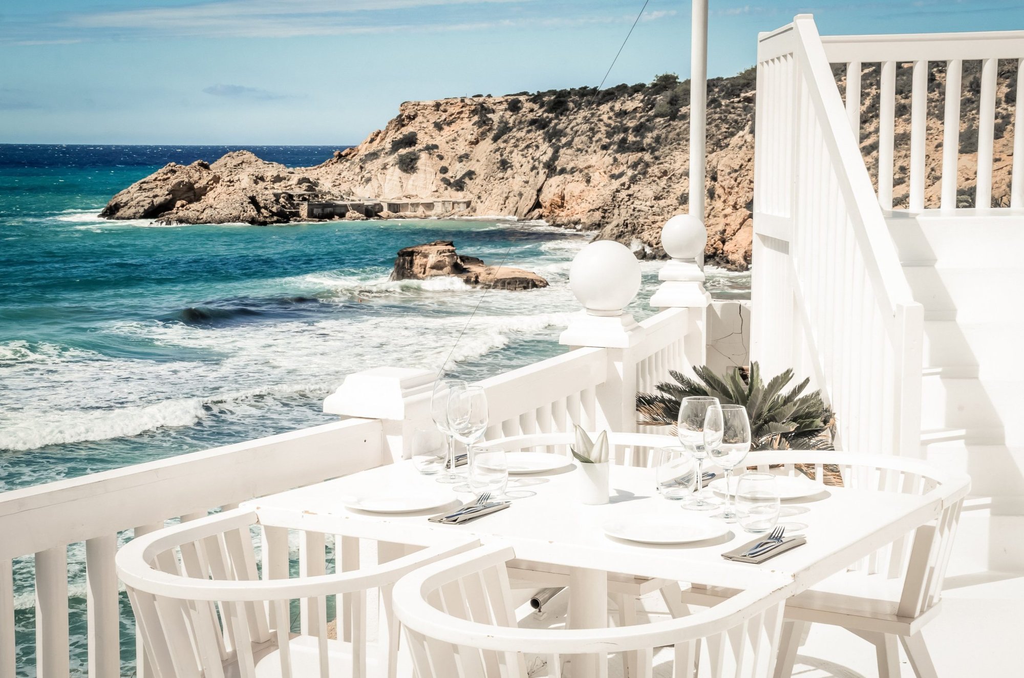 Cotton Beach Club restaurant in Cala Tarida, Spain