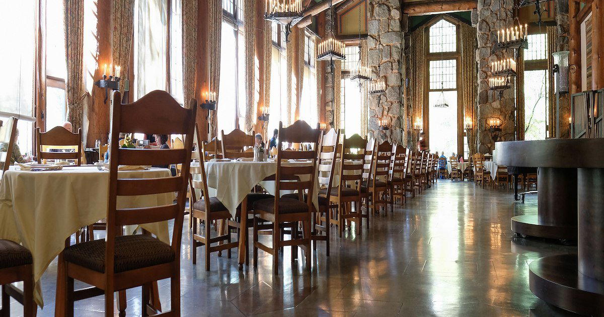 The Ahwahnee Dining Room restaurant in Yosemite Valley