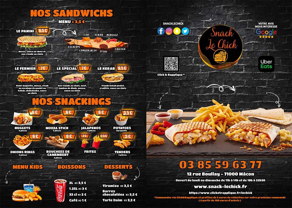 Snack Le Chick restaurant in Mâcon, France