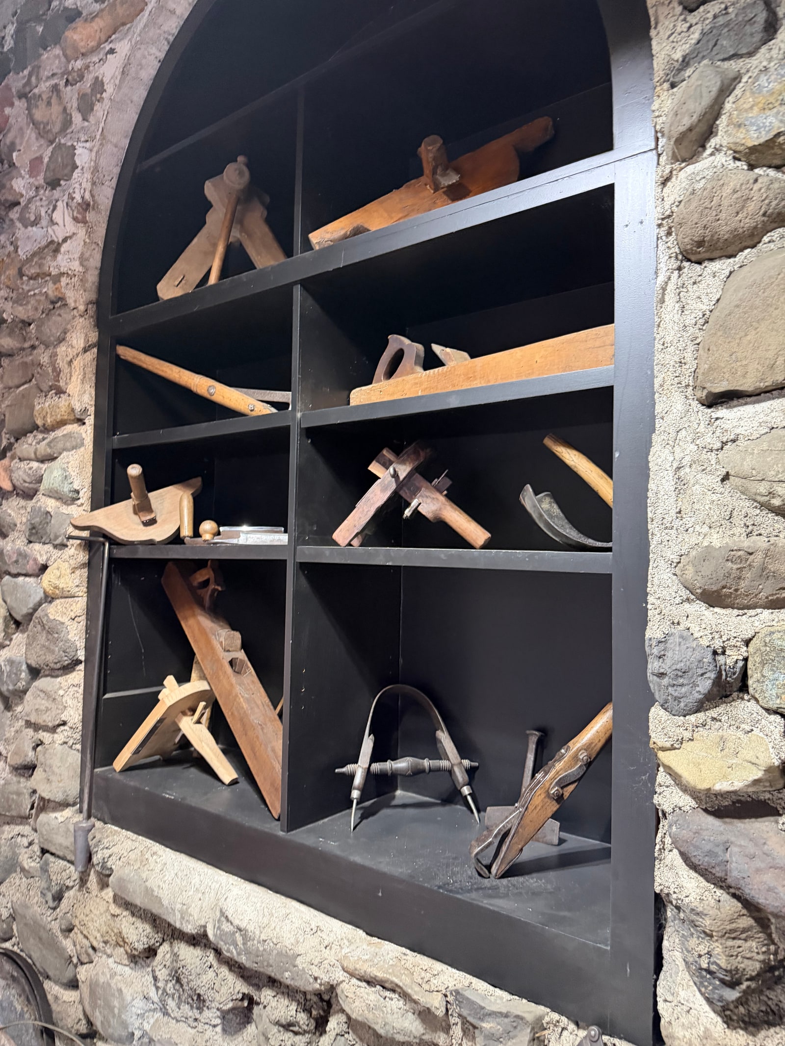 Traditional cooperage tools displayed at Cathiard Vineyard