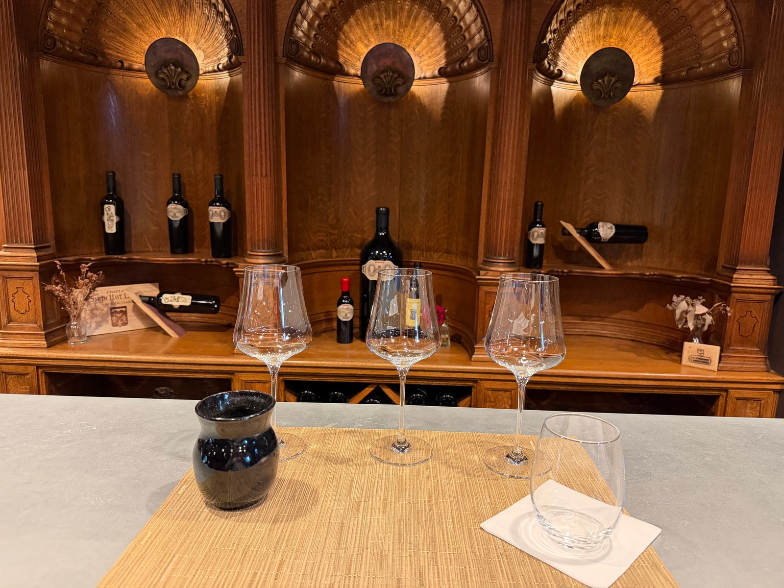Private tasting room setup at Cathiard Vineyard in Napa Valley