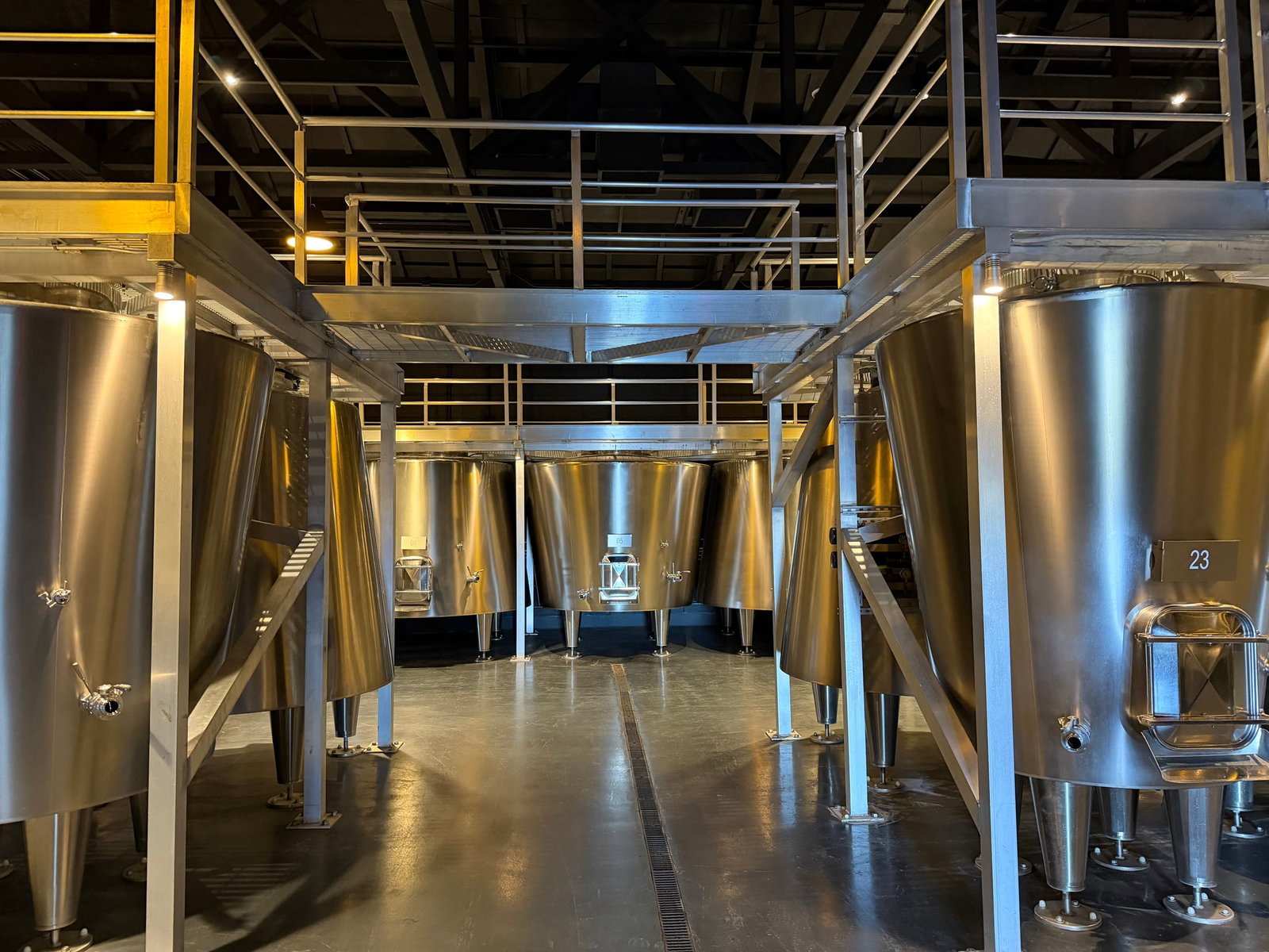Stainless steel tank room inside Cathiard Vineyard winery